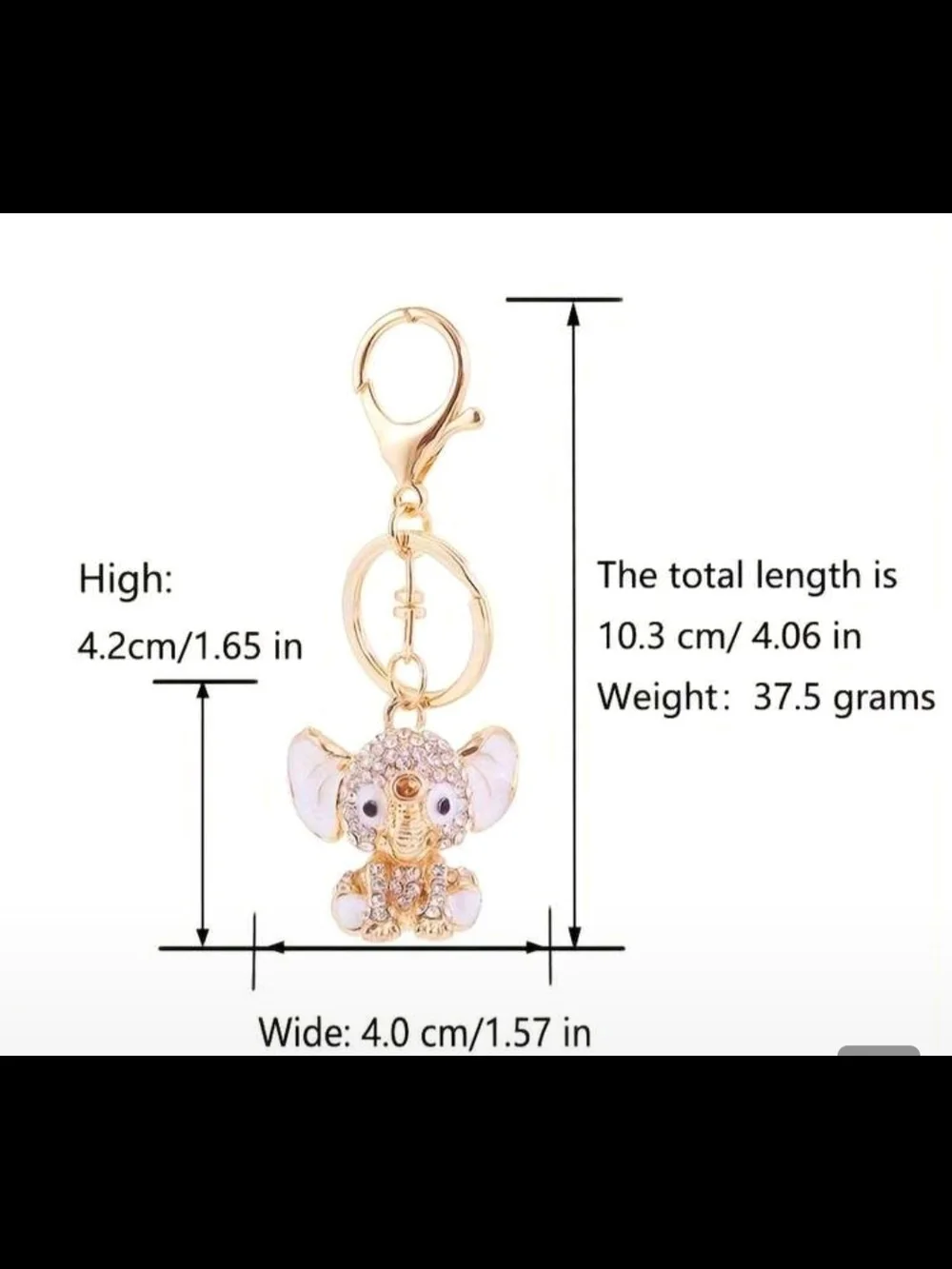 Cute Gold Elephant Charm Keychain - Gold and Orange